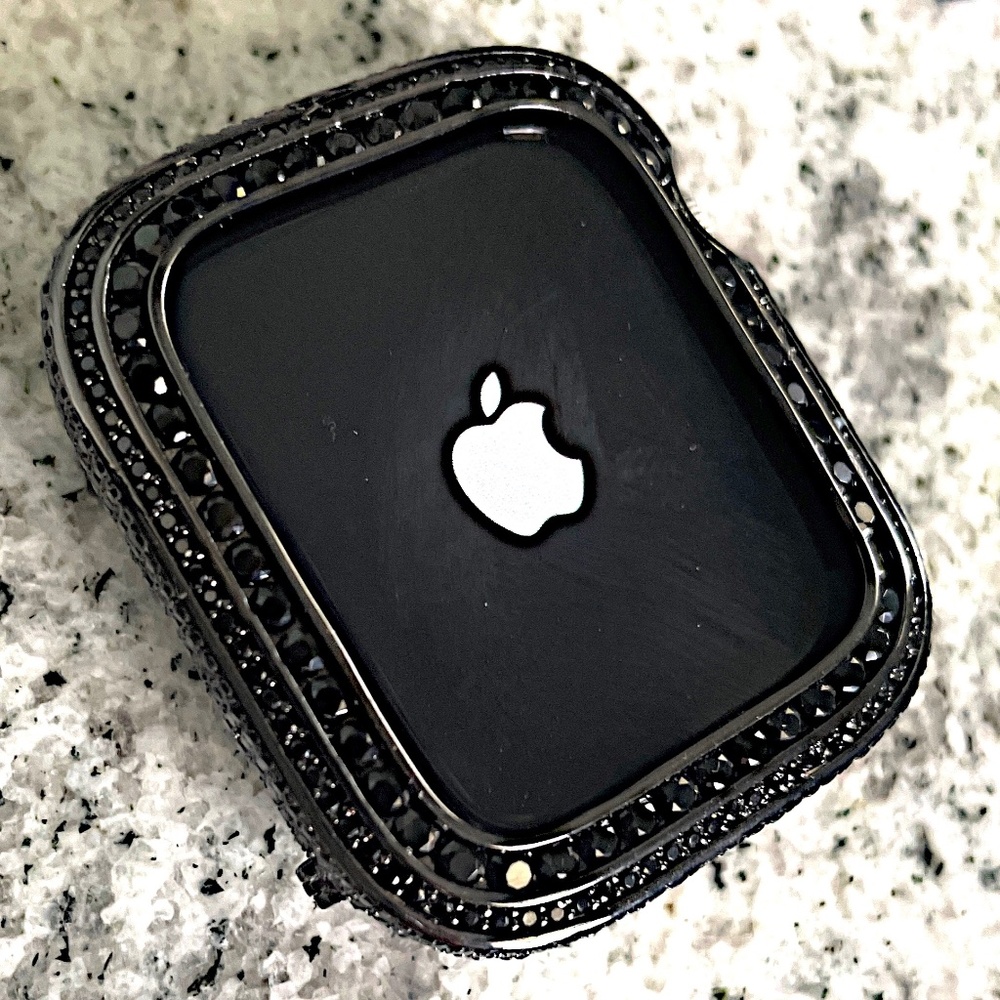 Brand new Apple Watch bezel case black gold and lab diamonds accessory